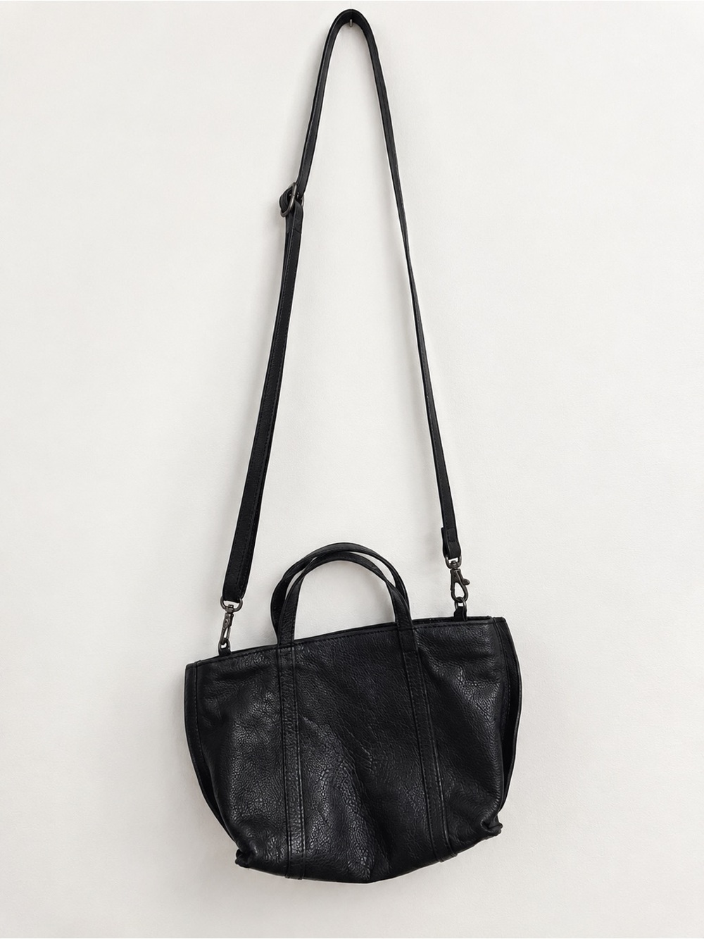 Anthropologie Black Pebbled Mini Satchel Crossbody Bag